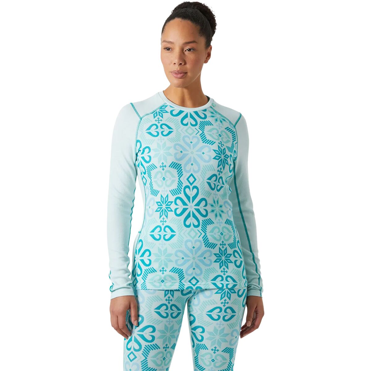 Image of Helly Hansen Lifa Merino Midweight Graphic Top - Women's Icicle Nordic Rose Aop, XS