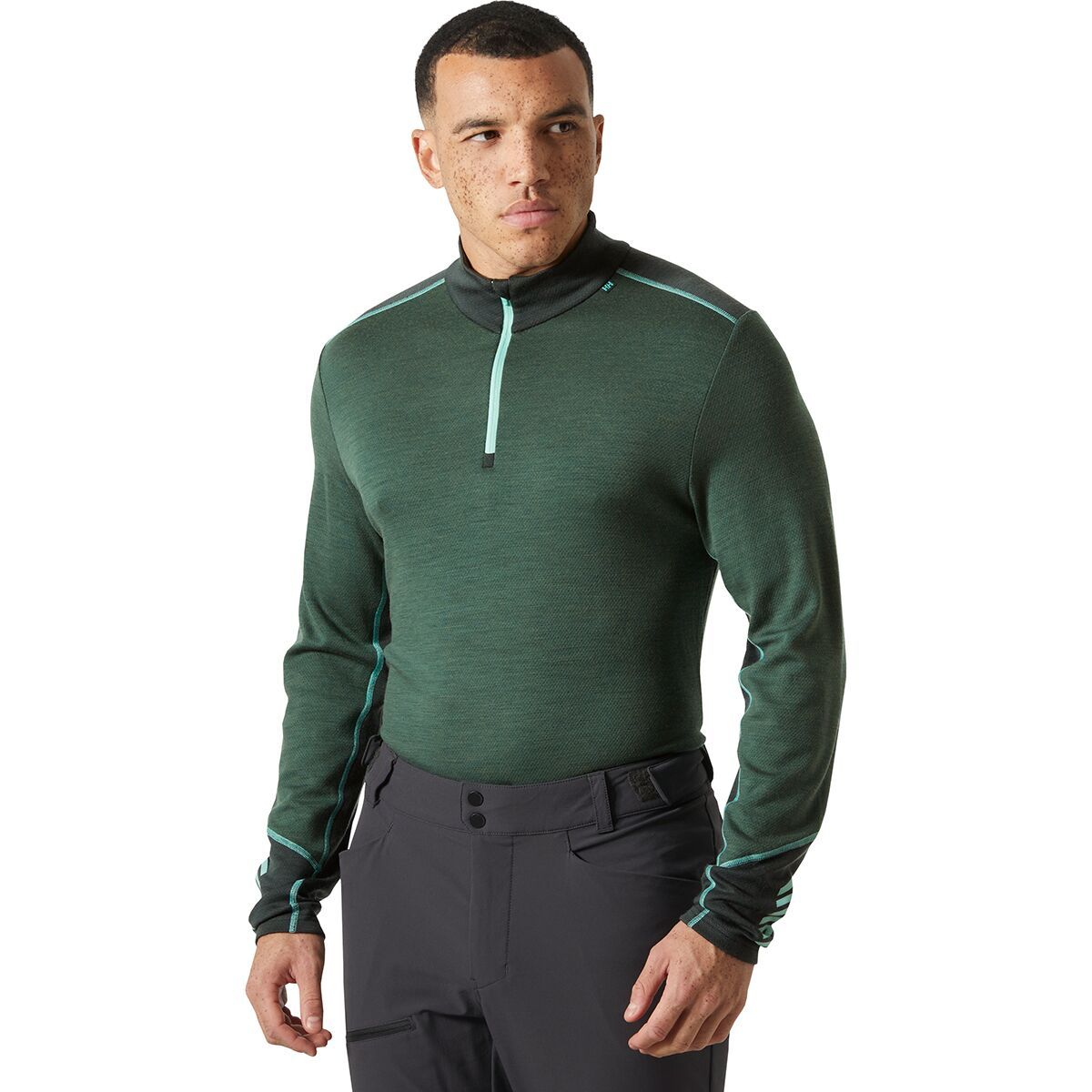 Image of Helly Hansen Lifa Merino Midweight 1/2 Zip Top - Men's Jungle Green, XL