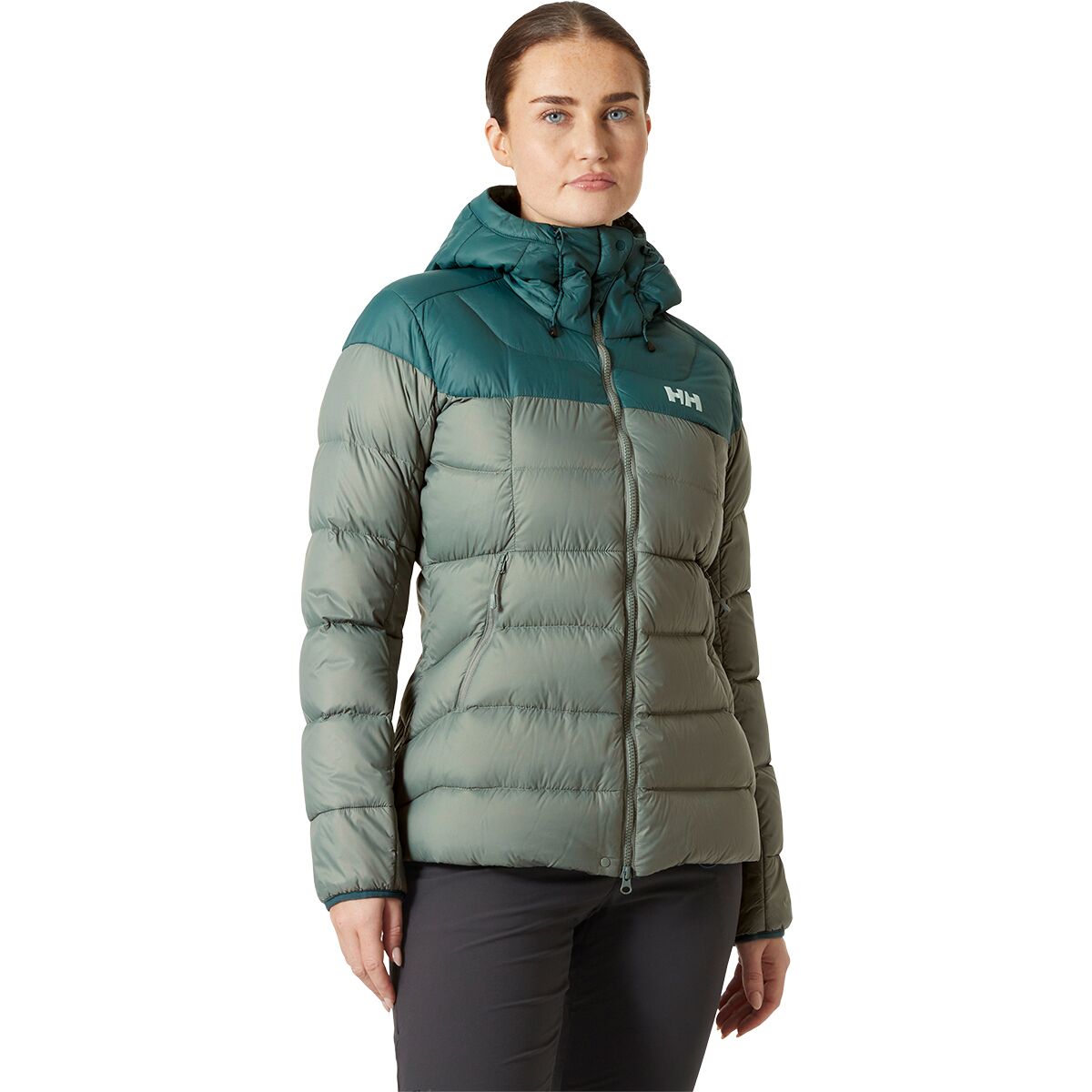 Image of Helly Hansen Verglas Glacier Down Jacket - Women's Grey Cactus/Dark Creek, XL