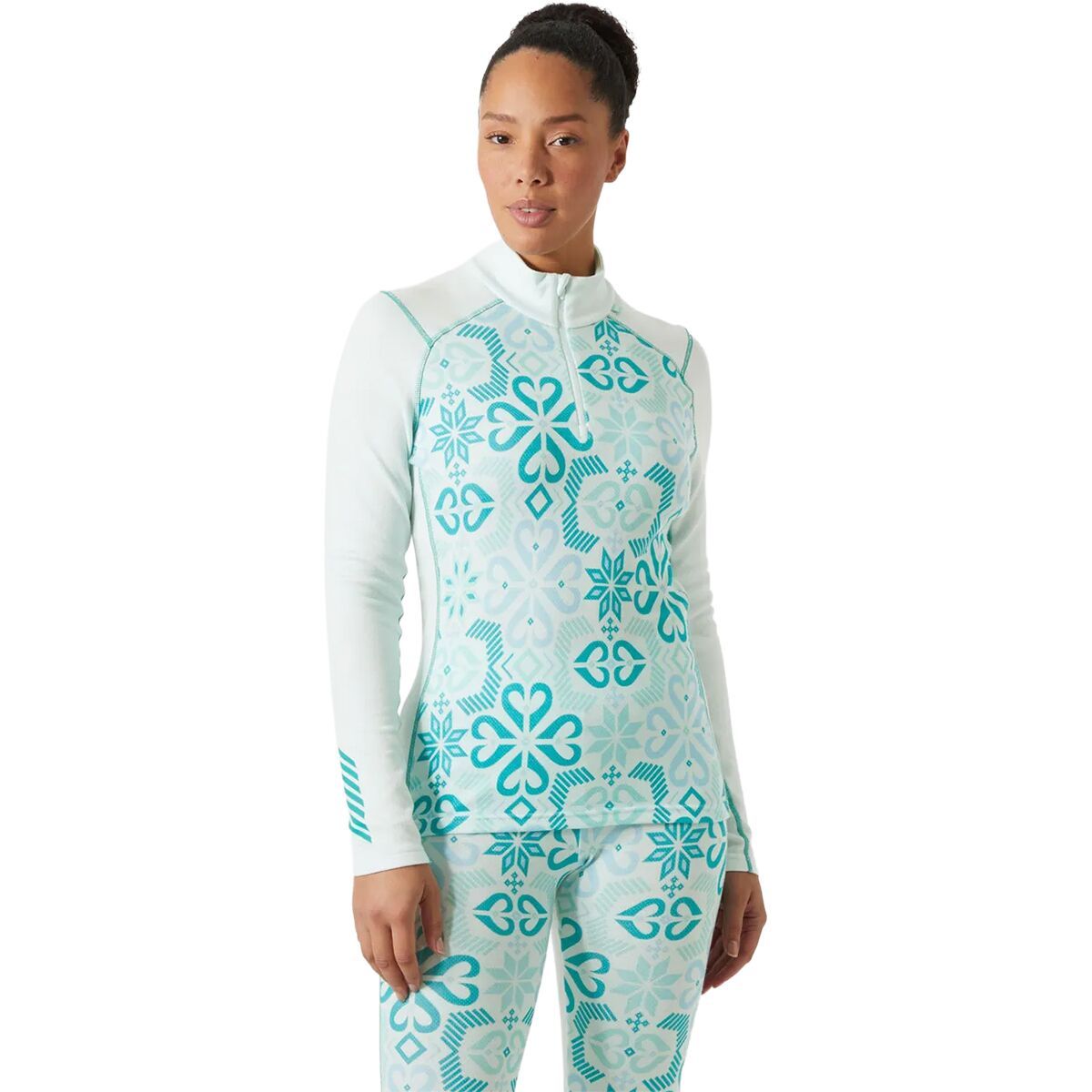 Image of Helly Hansen Lifa Merino Midweight Graphic 1/2-Zip Top - Women's Icicle Nordic Rose Aop, XL