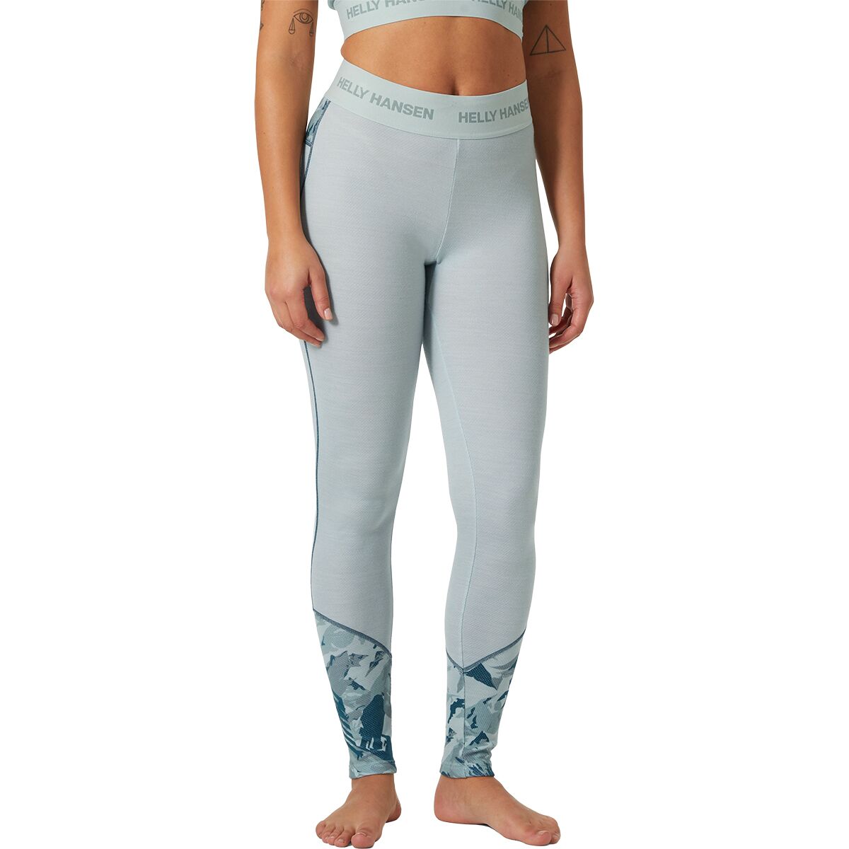 Helly Hansen Helly Hansen Lifa Merino Midweight Graphic Pant - Women's Green Mist Mountain Camo A, L