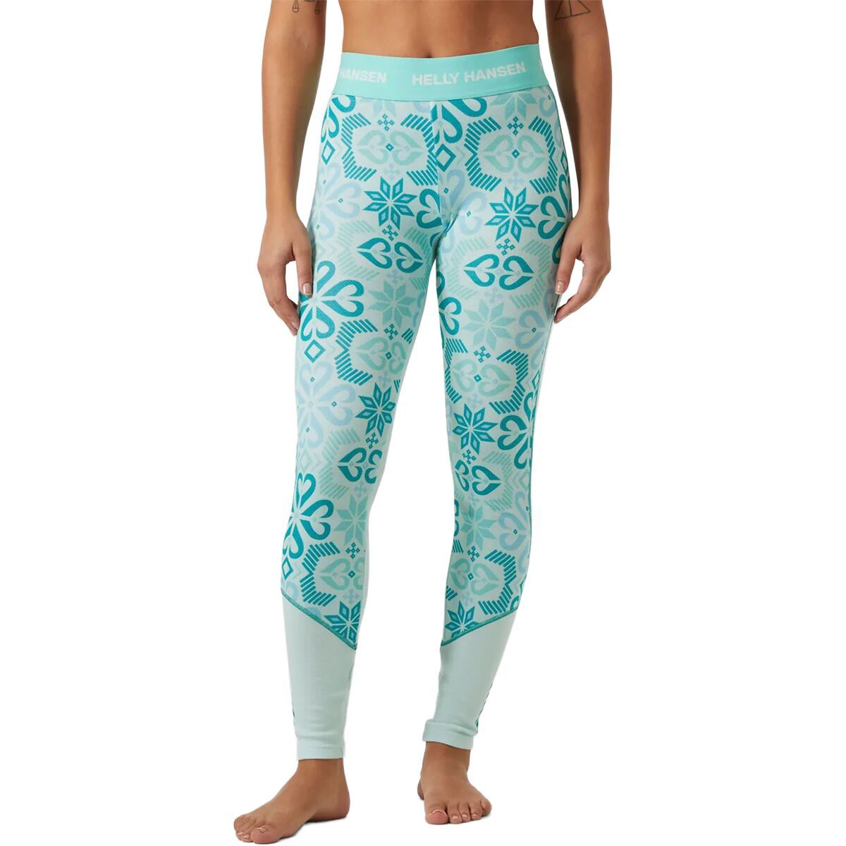 Image of Helly Hansen Lifa Merino Midweight Graphic Pant - Women's Icicle Nordic Rose Aop, M