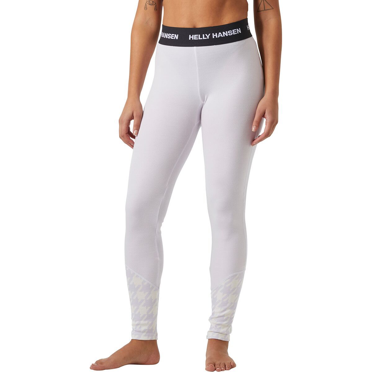 Image of Helly Hansen Lifa Merino Midweight Graphic Pant - Women's Light Purple Houndstooth A, L