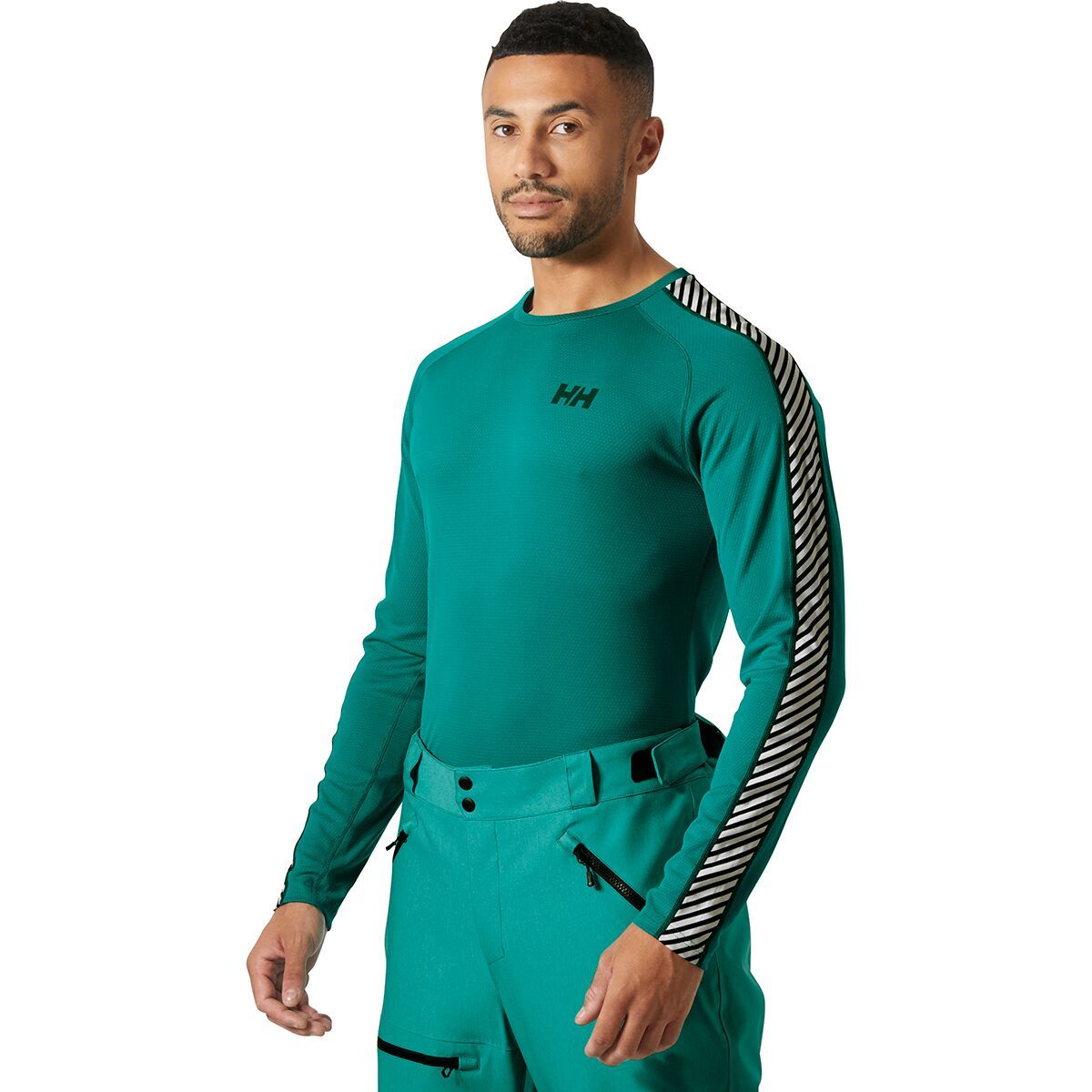 Image of Helly Hansen Lifa Active Stripe Crew Top - Men's Signal Green, M