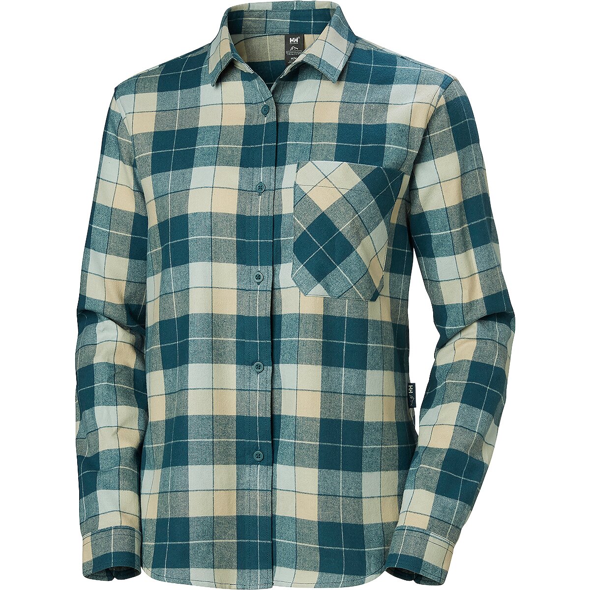 Image of Helly Hansen Lokka Organic Flannel Long-Sleeve Shirt - Women's Dark Creek Box Stripe Plai, S