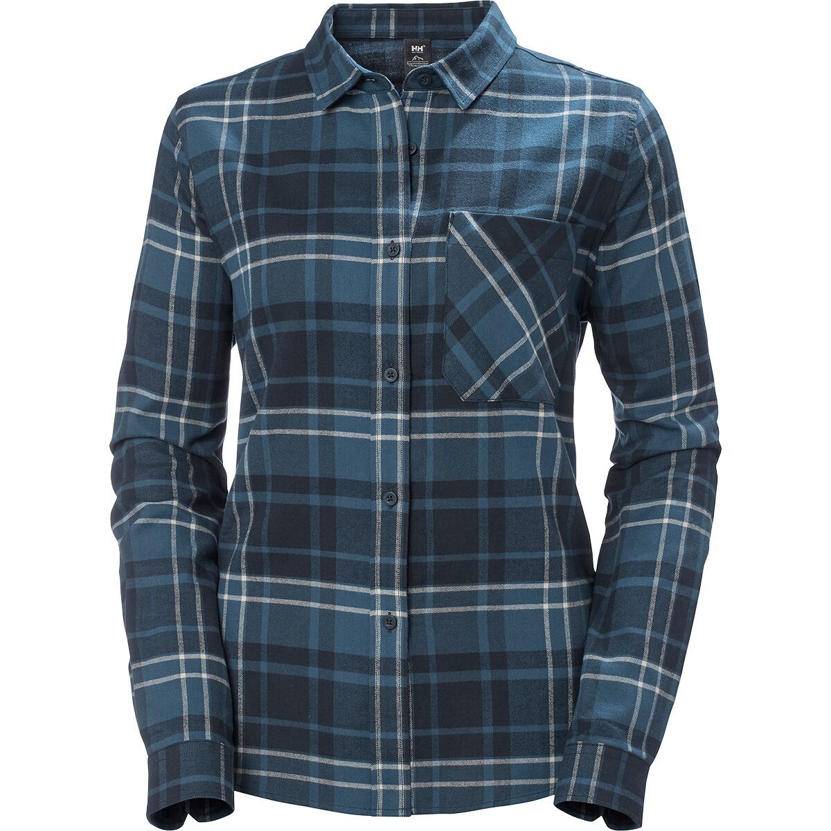 Image of Helly Hansen Lokka Organic Flannel Long-Sleeve Shirt - Women's Navy Plaid, L
