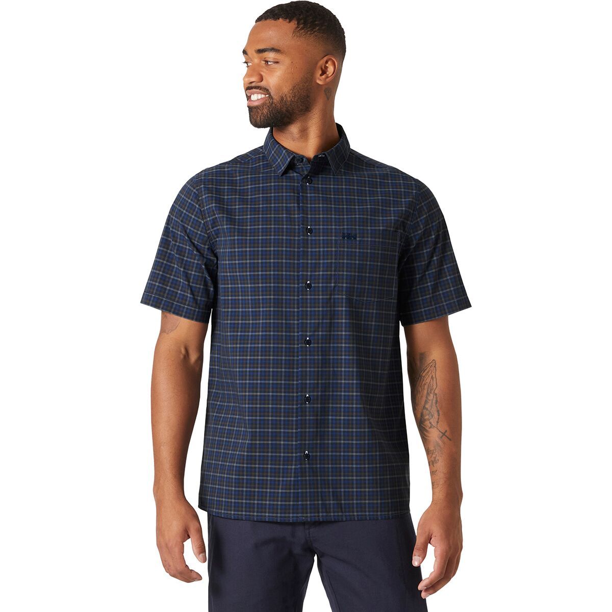 Image of Helly Hansen Fjord QD 2.0 Short-Sleeve Shirt - Men's Navy Vika Micro Plaid, L