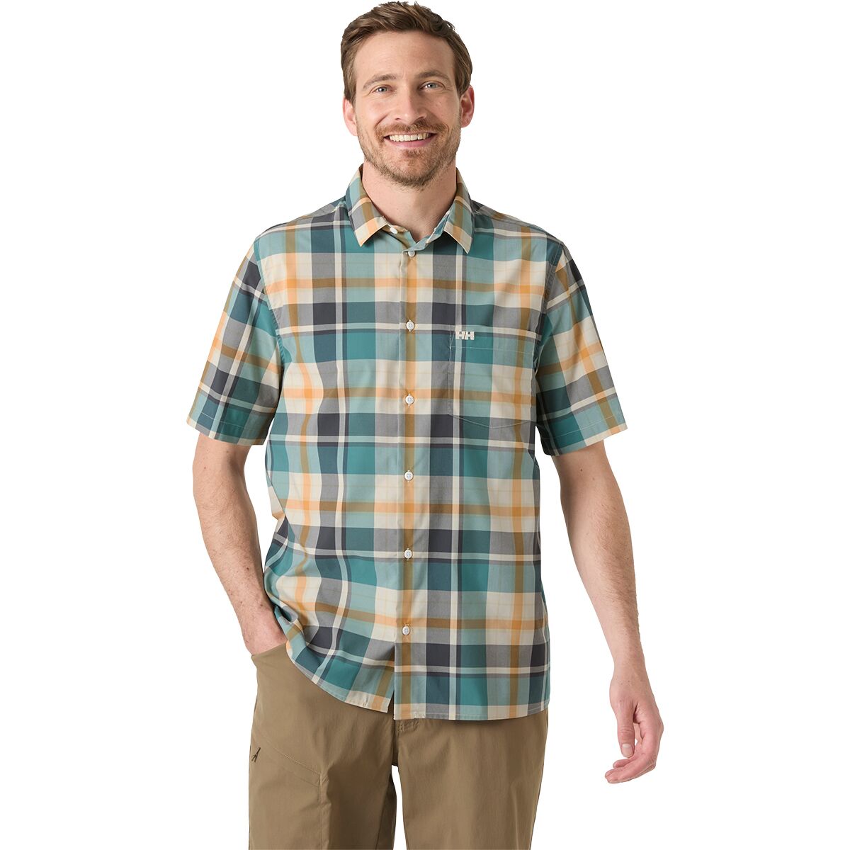 Helly Hansen Helly Hansen Fjord QD 2.0 Short-Sleeve Shirt - Men's Opal Green Peak Plaid, L
