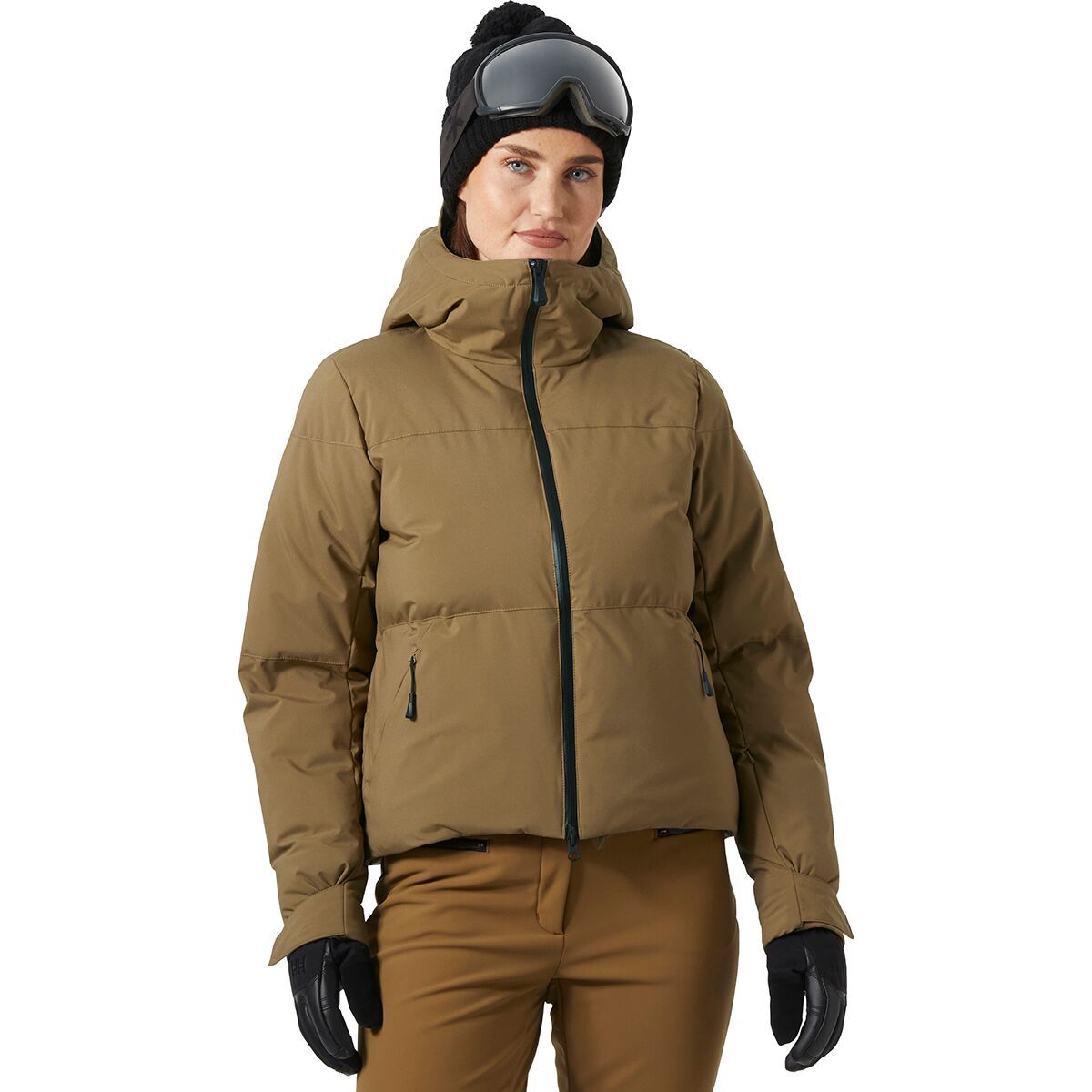 Image of Helly Hansen Nora Short Puffy Jacket - Women's Sepia Plad Print, L