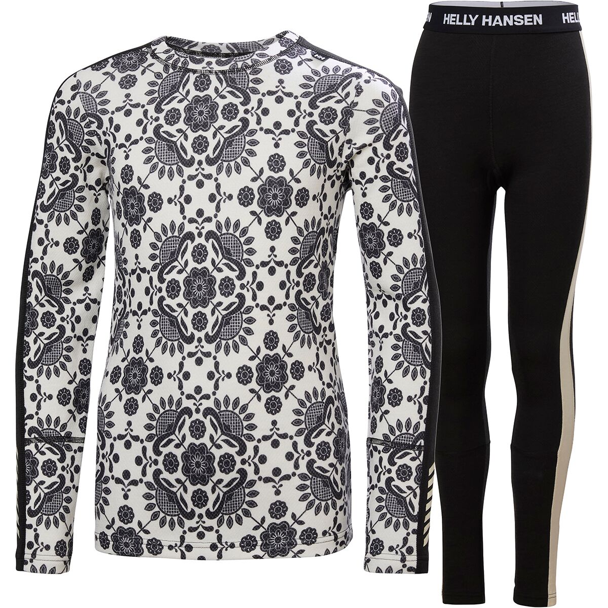 Image of Helly Hansen Graphic Lifa Merino Baselayer Set - Kids' Black, 10