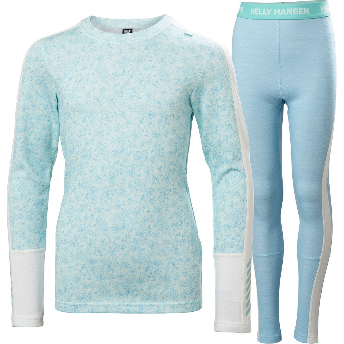 Image of Helly Hansen Graphic Lifa Merino Baselayer Set - Kids' Light Cyan AOP, 14