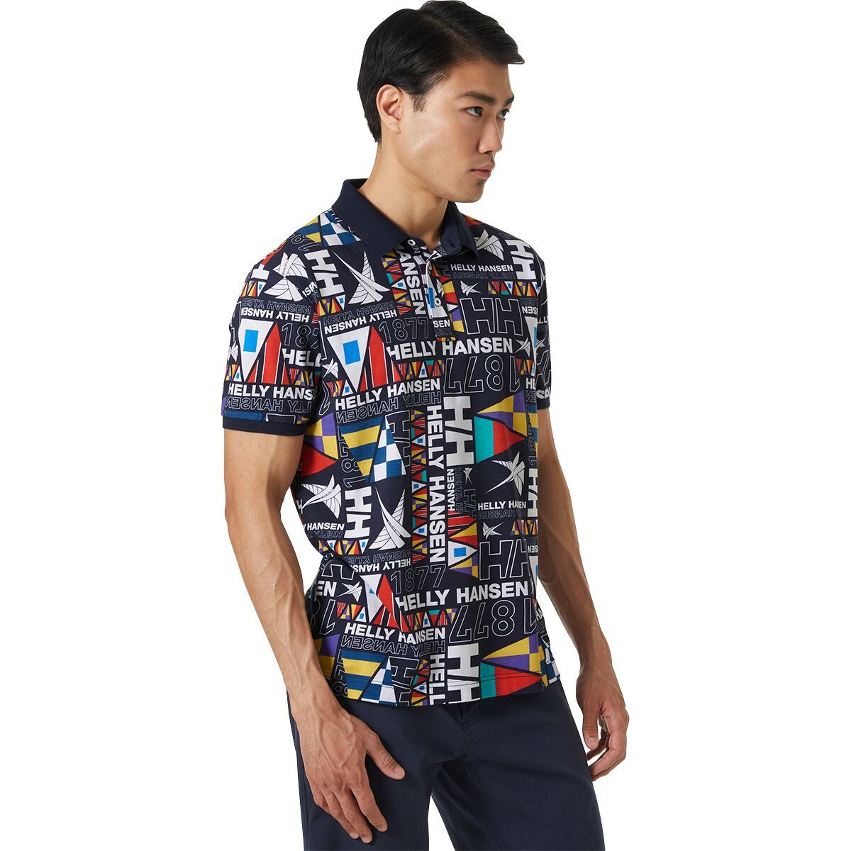 Helly Hansen Newport Polo - Men's Navy Burgee Aop, S