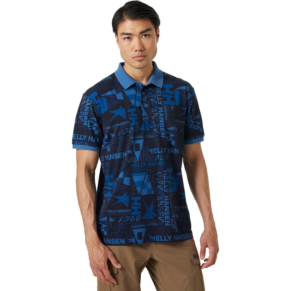 Helly Hansen Newport Polo - Men's Ocean Burgee Aop, L