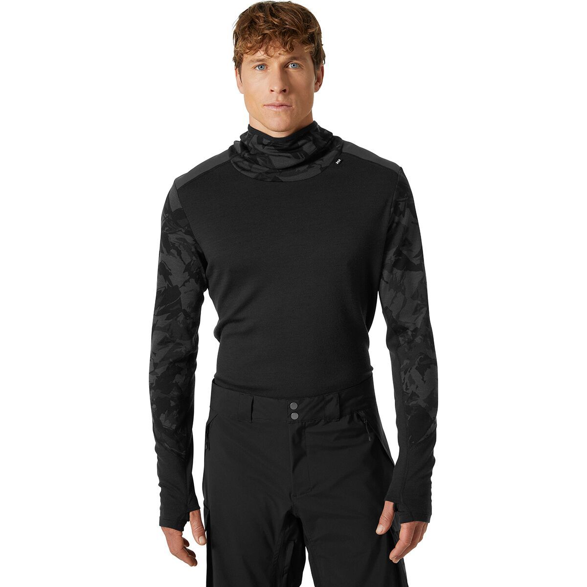 Helly Hansen Lifa Merino Midw Blc Hoodie - Men's Black Mountain Camo, XXL