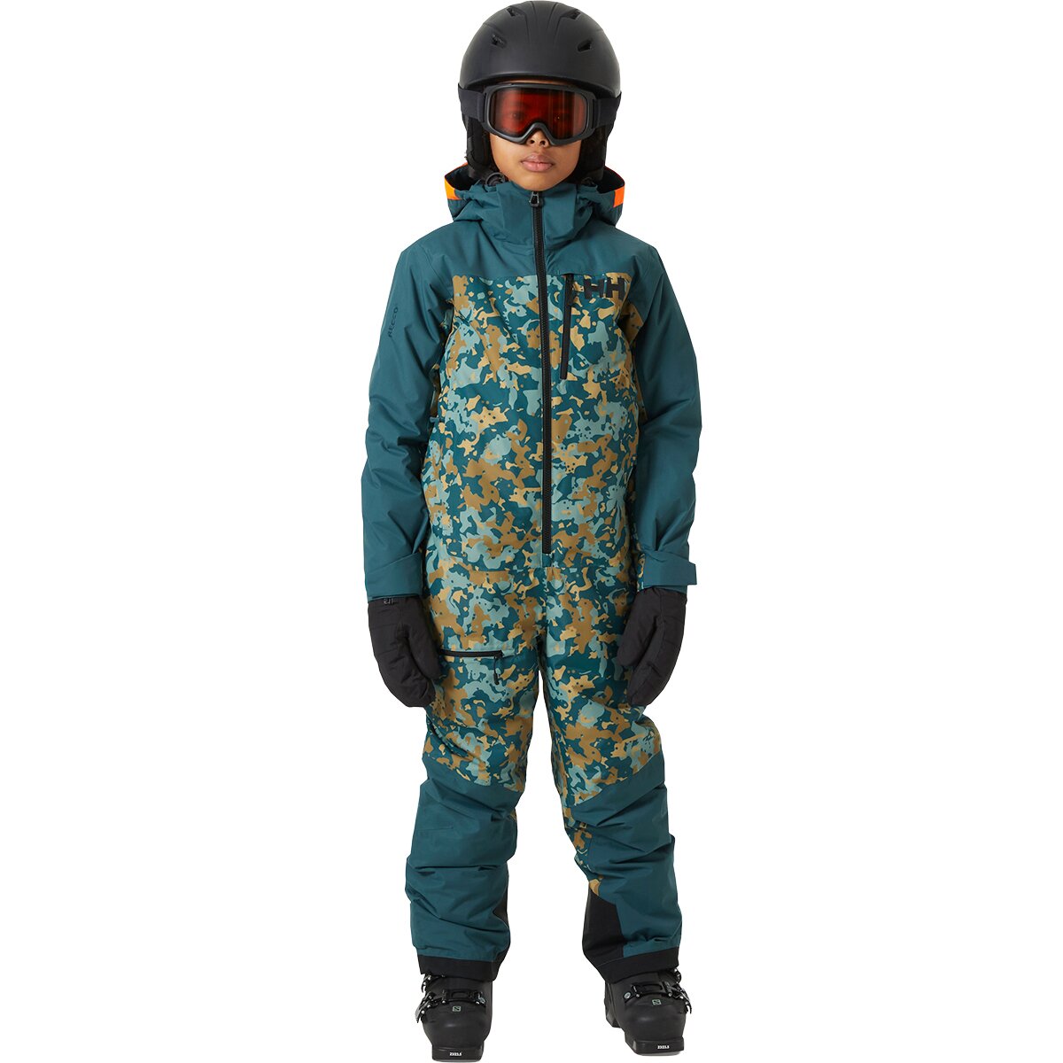 Image of Helly Hansen Jr Fly High 2.0 Skisuit - Kids' Dark Creek Splash Camo AOP, 16