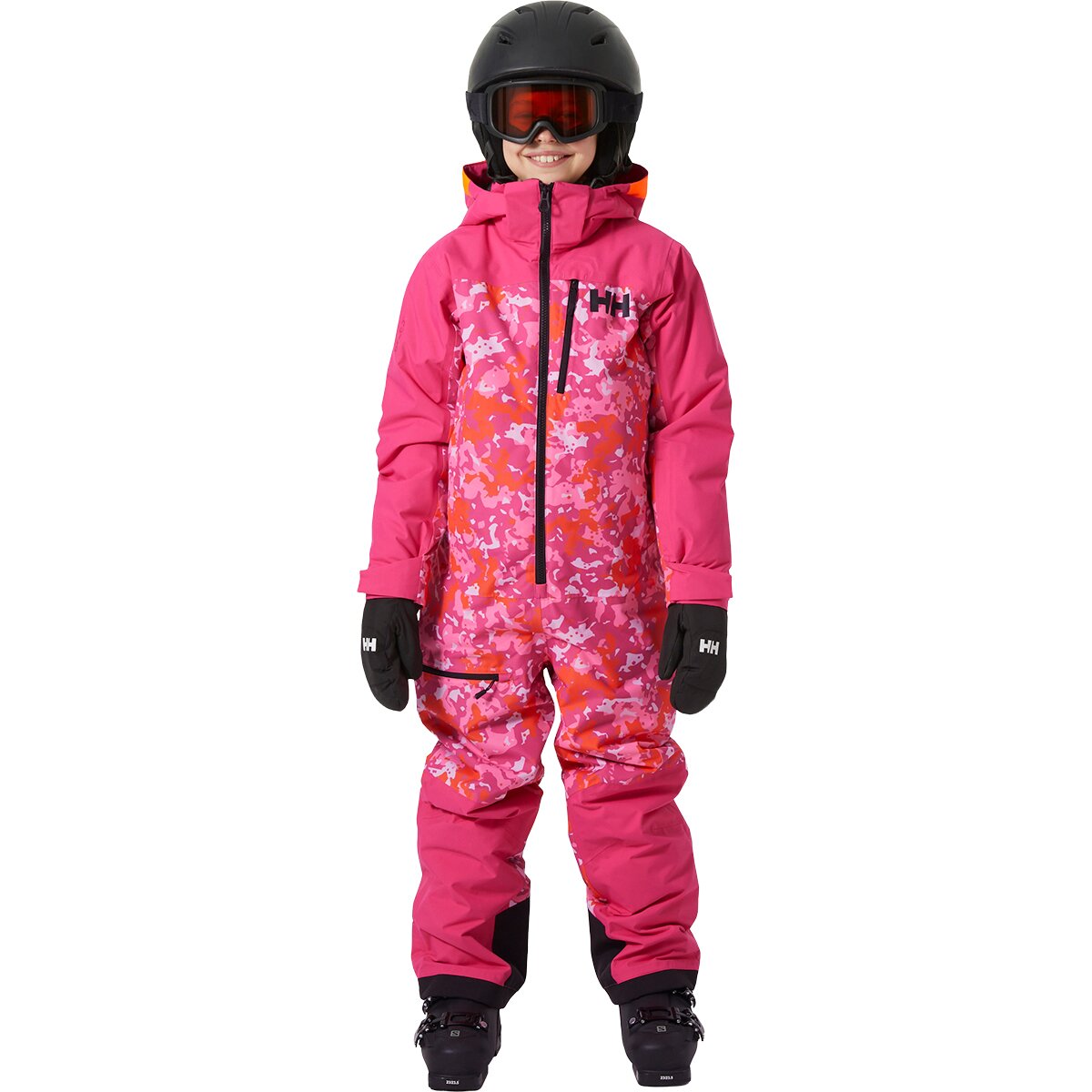 Image of Helly Hansen Jr Fly High 2.0 Skisuit - Kids' Dragon Fruit Splash Camo AOP, 16
