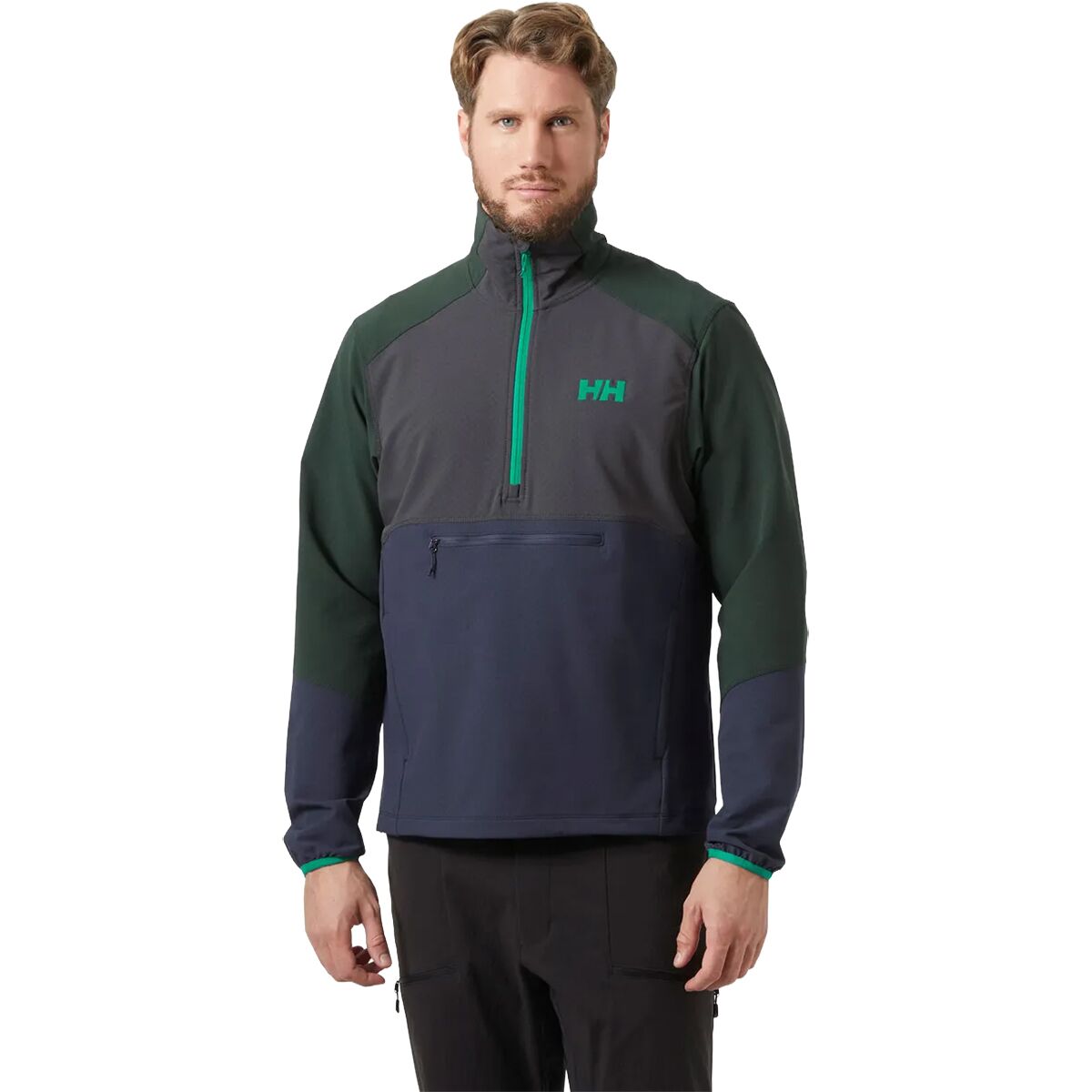 Image of Helly Hansen Cascade Shield Anorak - Men's Black Grape/Dark Jungle, XXL