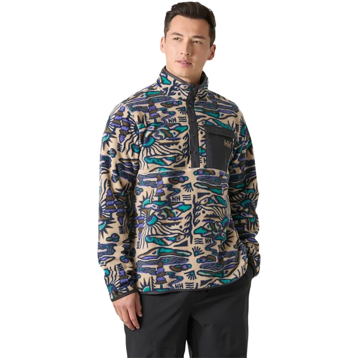 Image of Helly Hansen Maridalen Printed Fleece Jacket - Men's Hh Khaki Rayco Aop, XL