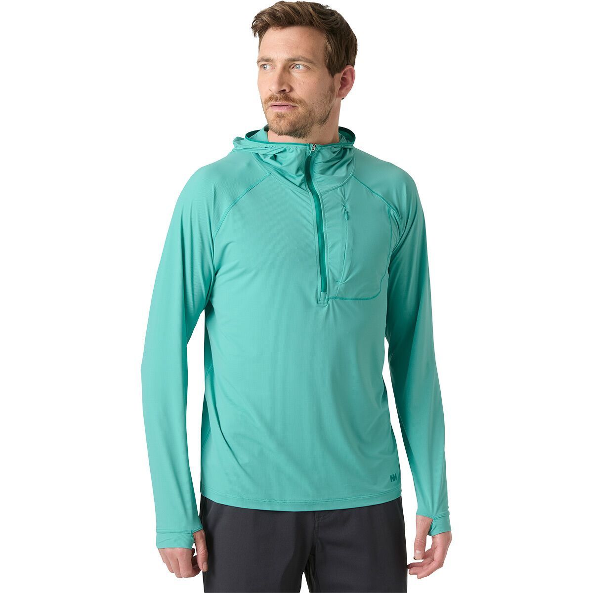 Image of Helly Hansen Shine Solen 1/2-Zip Hoodie - Men's Dark Lagoon, L