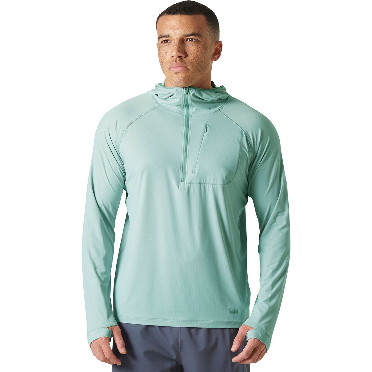 Helly Hansen Shine Solen 1/2-Zip Hoodie - Men's Green Mist, XL