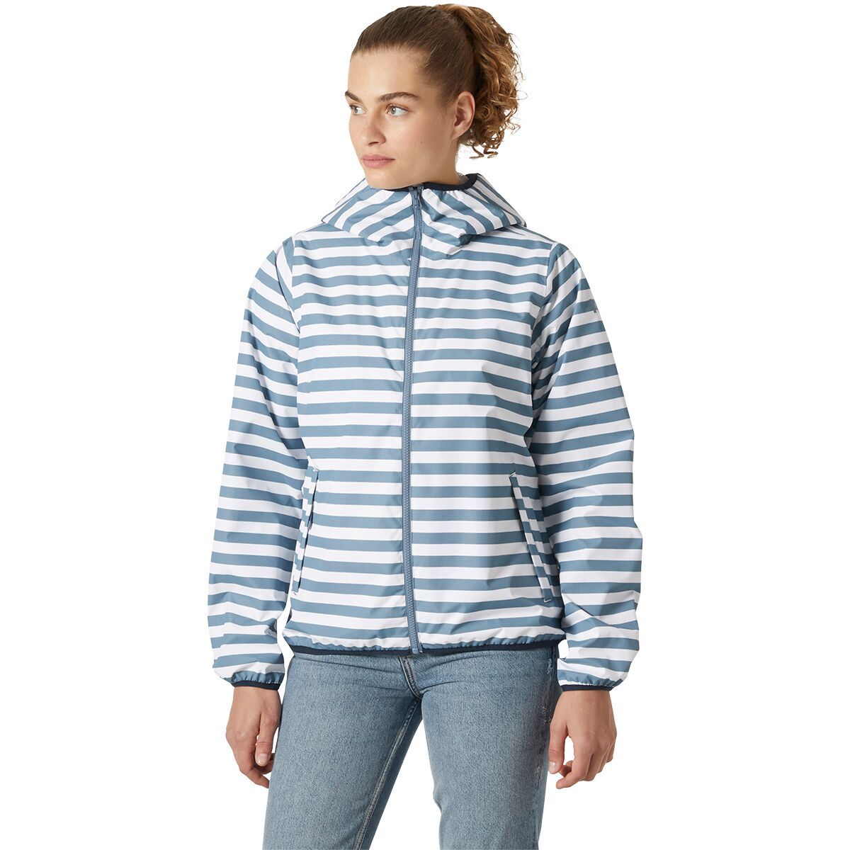 Image of Helly Hansen Graphic Rain Jacket - Women's Washed Navy, S