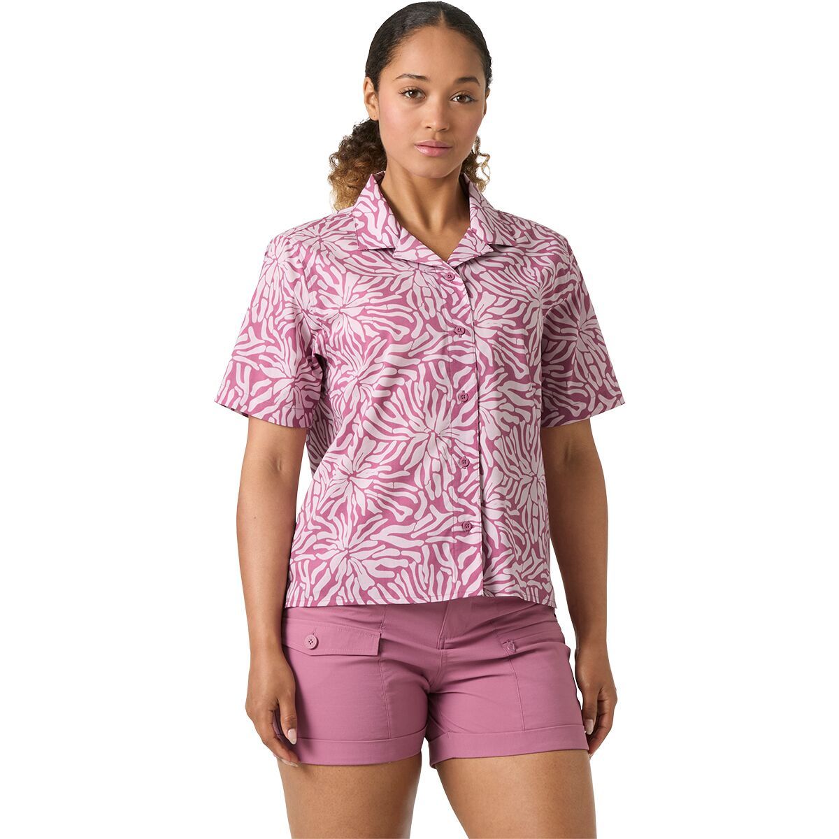 Image of Helly Hansen Holmen Shirt - Women's Wildberry Stencil Medium A, S