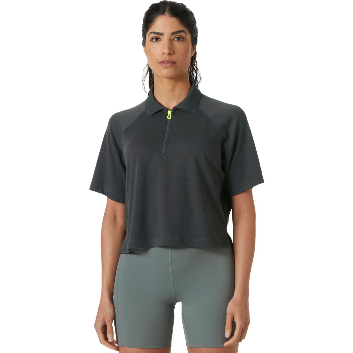 Image of Helly Hansen Inshore Zip Crop Polo Shirt - Women's Ebony, S