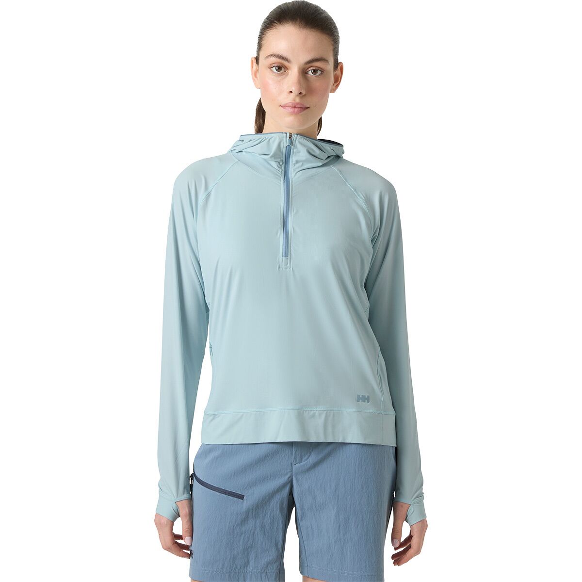 Image of Helly Hansen Shine Solen 1/2-Zip Hoodie - Women's Barely Blue, M