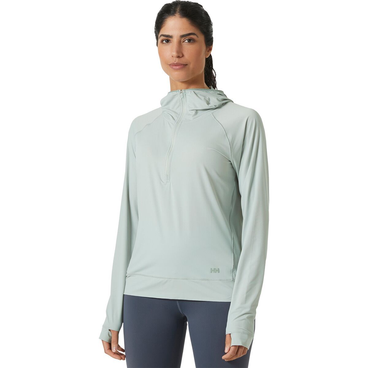 Image of Helly Hansen Shine Solen 1/2-Zip Hoodie - Women's Green Mist, XL