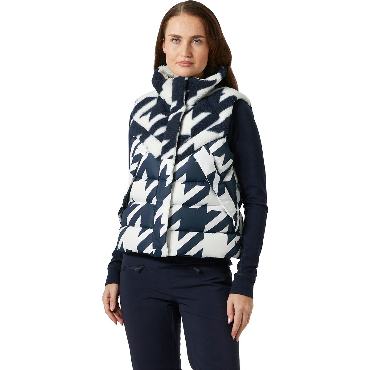 Image of Helly Hansen Bliss Down Vest - Women's Navy Houndstooth Aop, M