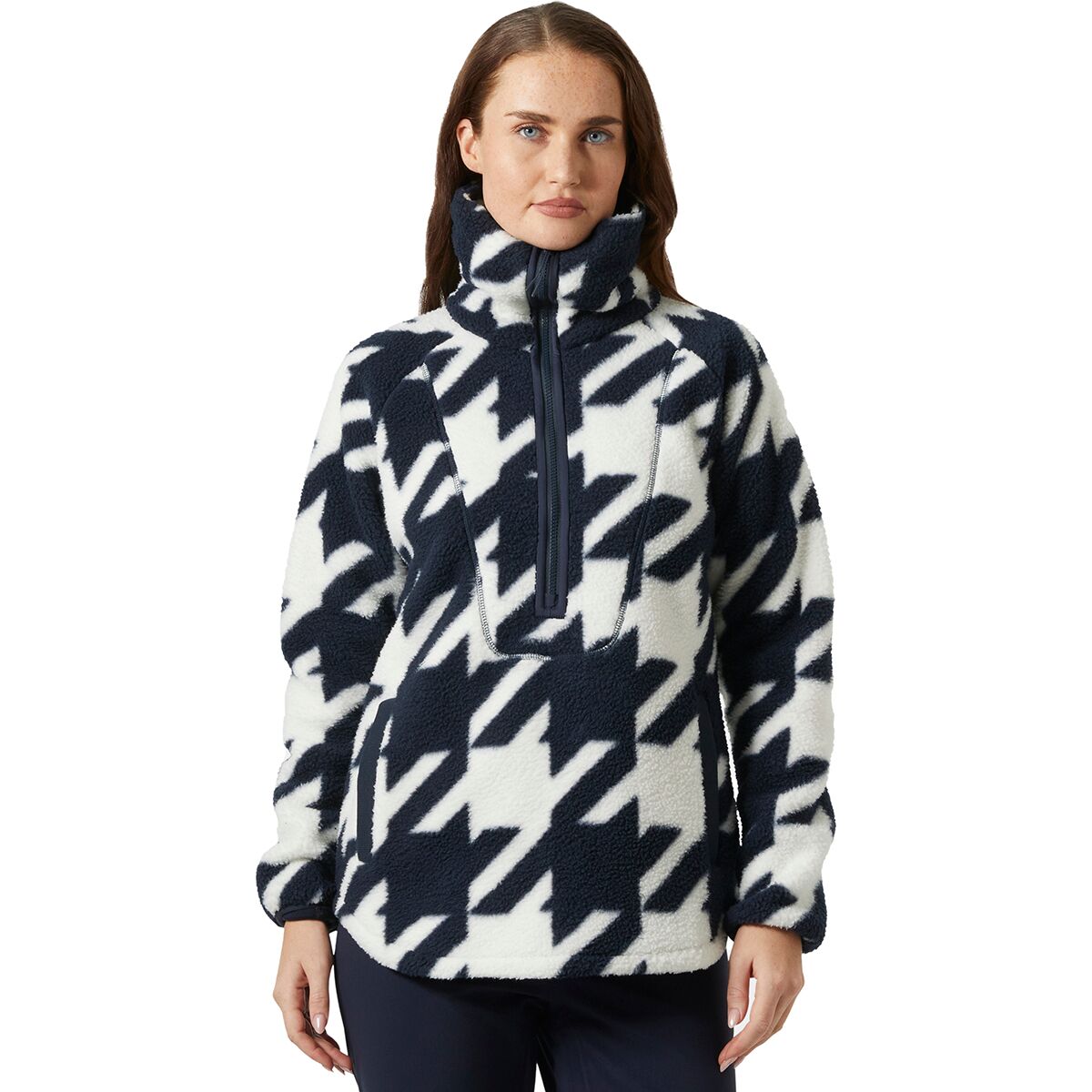 Image of Helly Hansen Bliss Pile Jacket - Women's Navy Houndstooth Aop, M