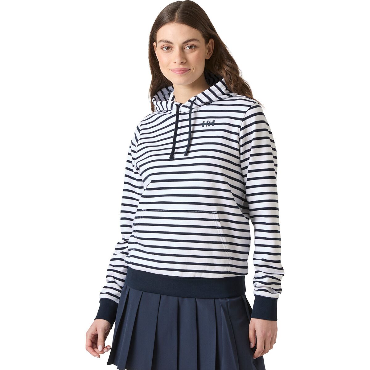 Image of Helly Hansen Core Graphic Hoodie - Women's White Lifestyle Stripe Aop, XS
