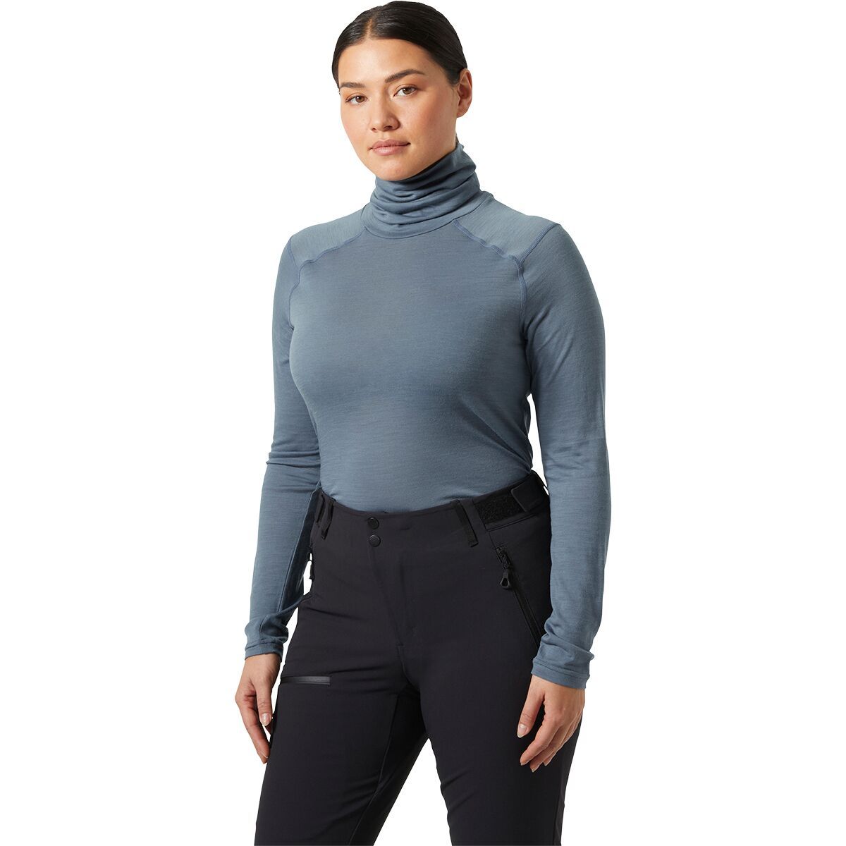 Image of Helly Hansen Durawool High Neck Long-Sleeve Top - Women's Washed Navy, S