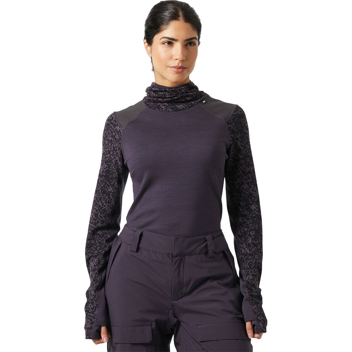 Helly Hansen Lifa Merino MidBlc Hoodie - Women's Black Grape Arc Reflect Ao, S