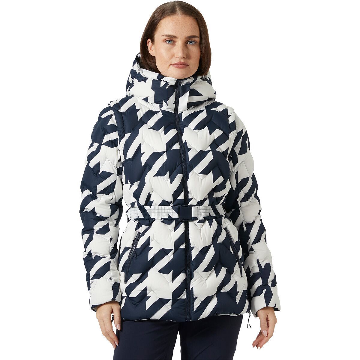 Image of Helly Hansen Winter Bliss Modular Down Jacket - Women's Navy Houndstooth Aop, XL