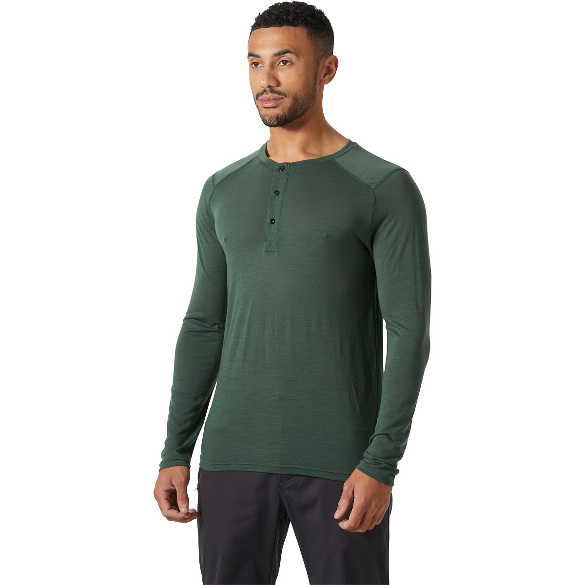 Image of Helly Hansen HH Durawool Long-Sleeve Henley - Men's Jungle Green, XL