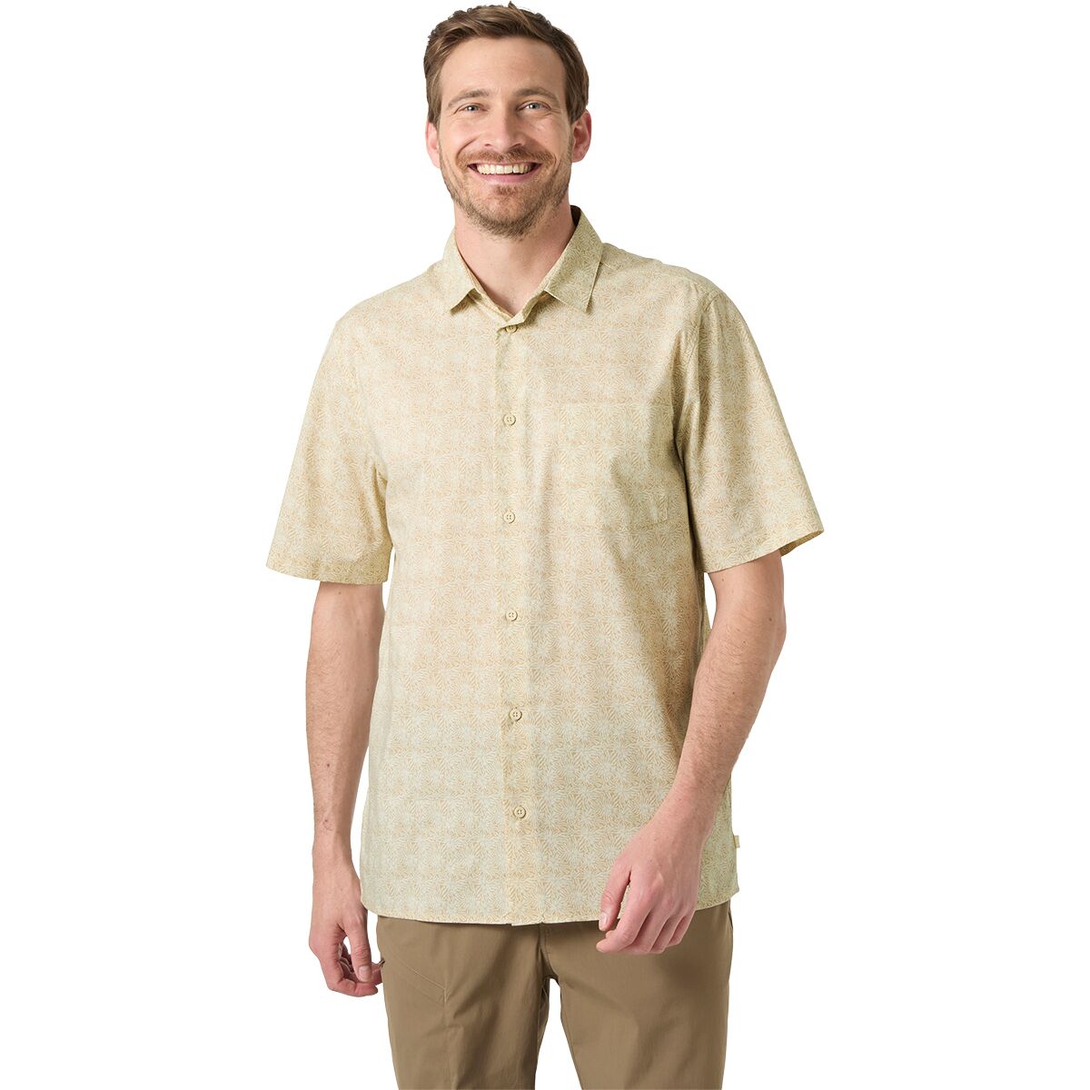 Image of Helly Hansen Viken Short-Sleeve Shirt - Men's Khaki/Sand Stencil Sm Ao, S