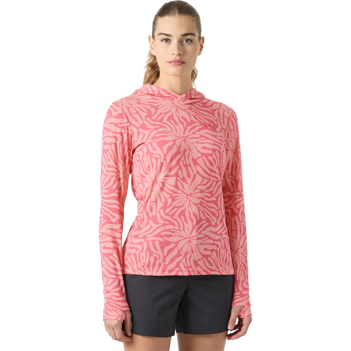 Image of Helly Hansen Lifa Active Solen Hoodie - Women's Coral Almond Stencil Large, XS