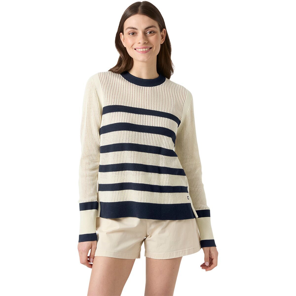 Image of Helly Hansen Portofino Knit Sweater - Women's Navy/Cream Stripe, M