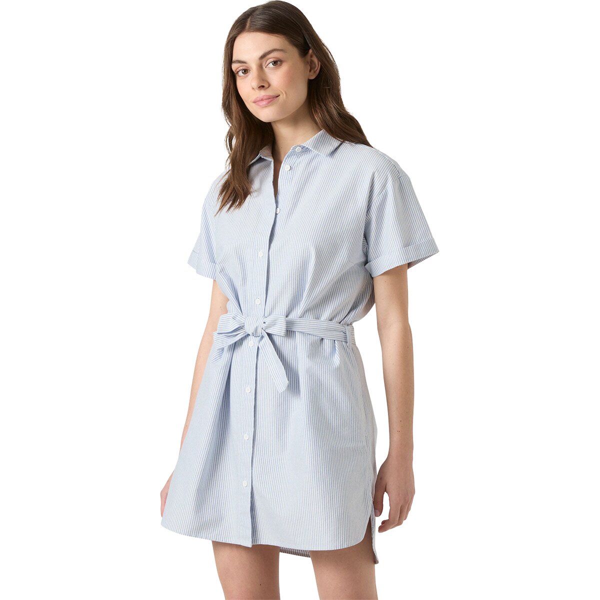 Image of Helly Hansen Sorrento Shirt Dress - Women's Bright Blue/White Stripe, XL