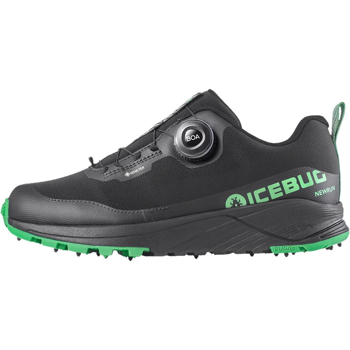 Image of Icebug NewRun BUGrip GTX Running Shoe - Men's Black/Grass, 11.0