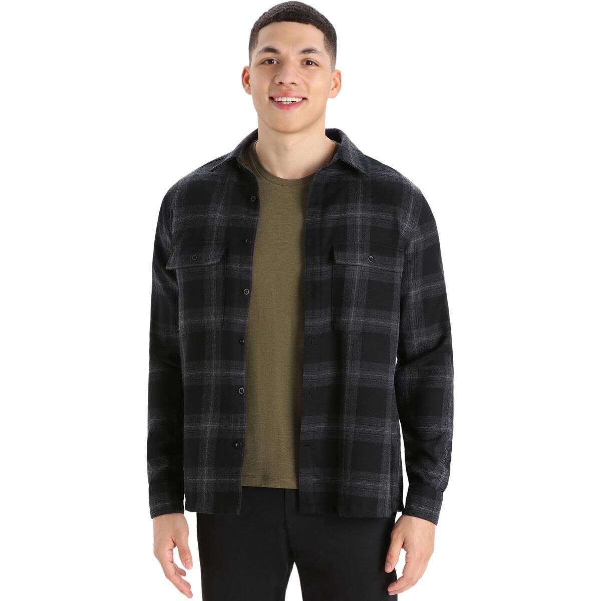 Preowned Icebreaker Dawnder Longsleeve Plaid Flannel Shirt Men's In