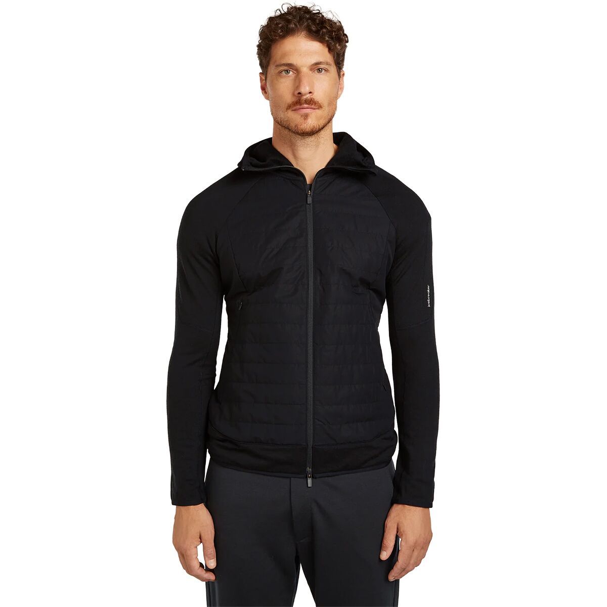 Image of Icebreaker Merino Blend Quantum Hybrid Zip Hoodie - Men's Black, XL