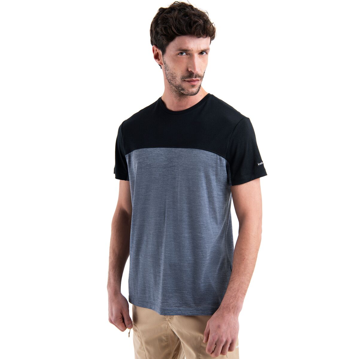Image of Icebreaker Merino 125 Cool-Lite Sphere Colour Block T-Shirt - Men's Graphite Heather/Black/Cb, L