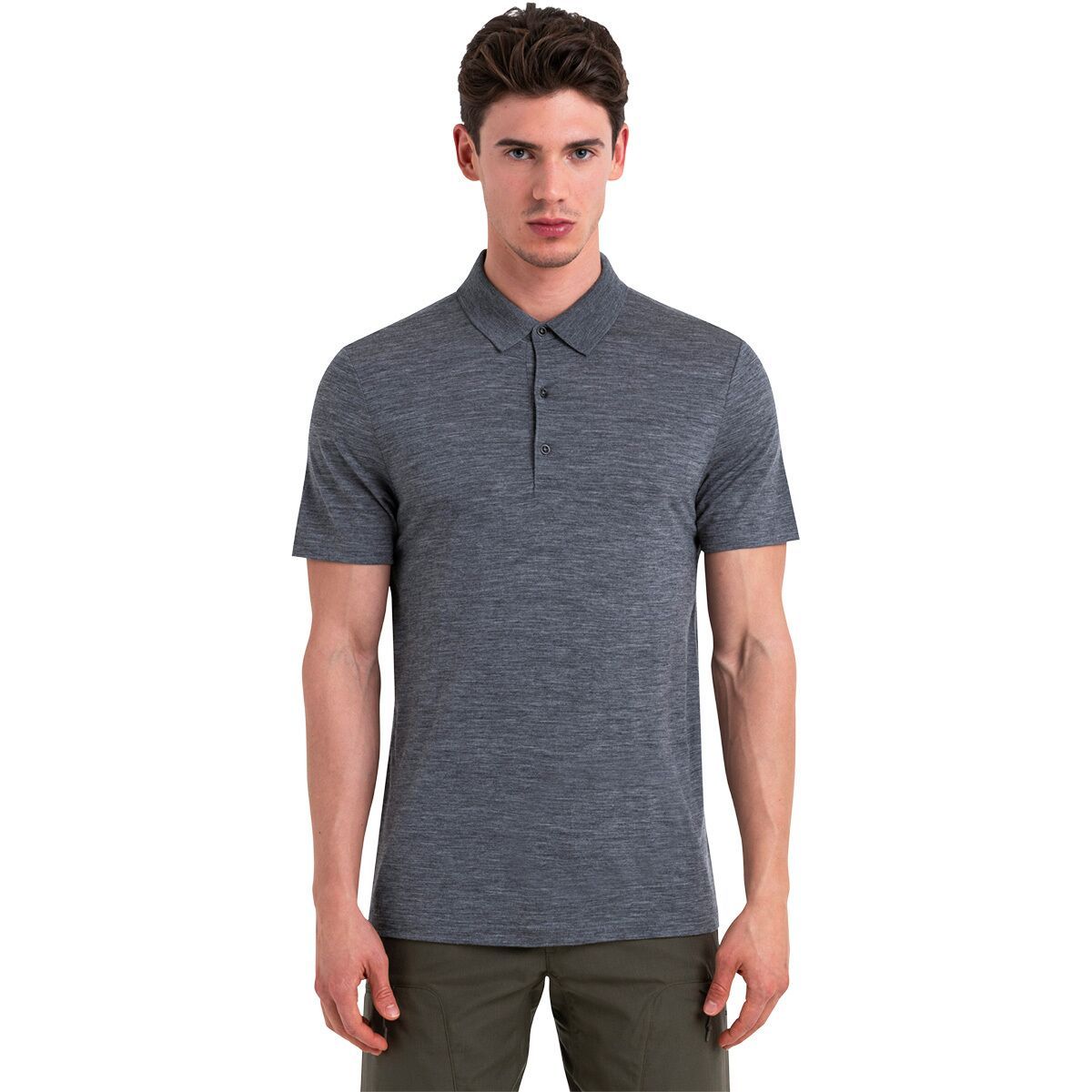 Image of Icebreaker Merino 150 Tech Lite Polo Shirt - Men's Gritstone Heather, M