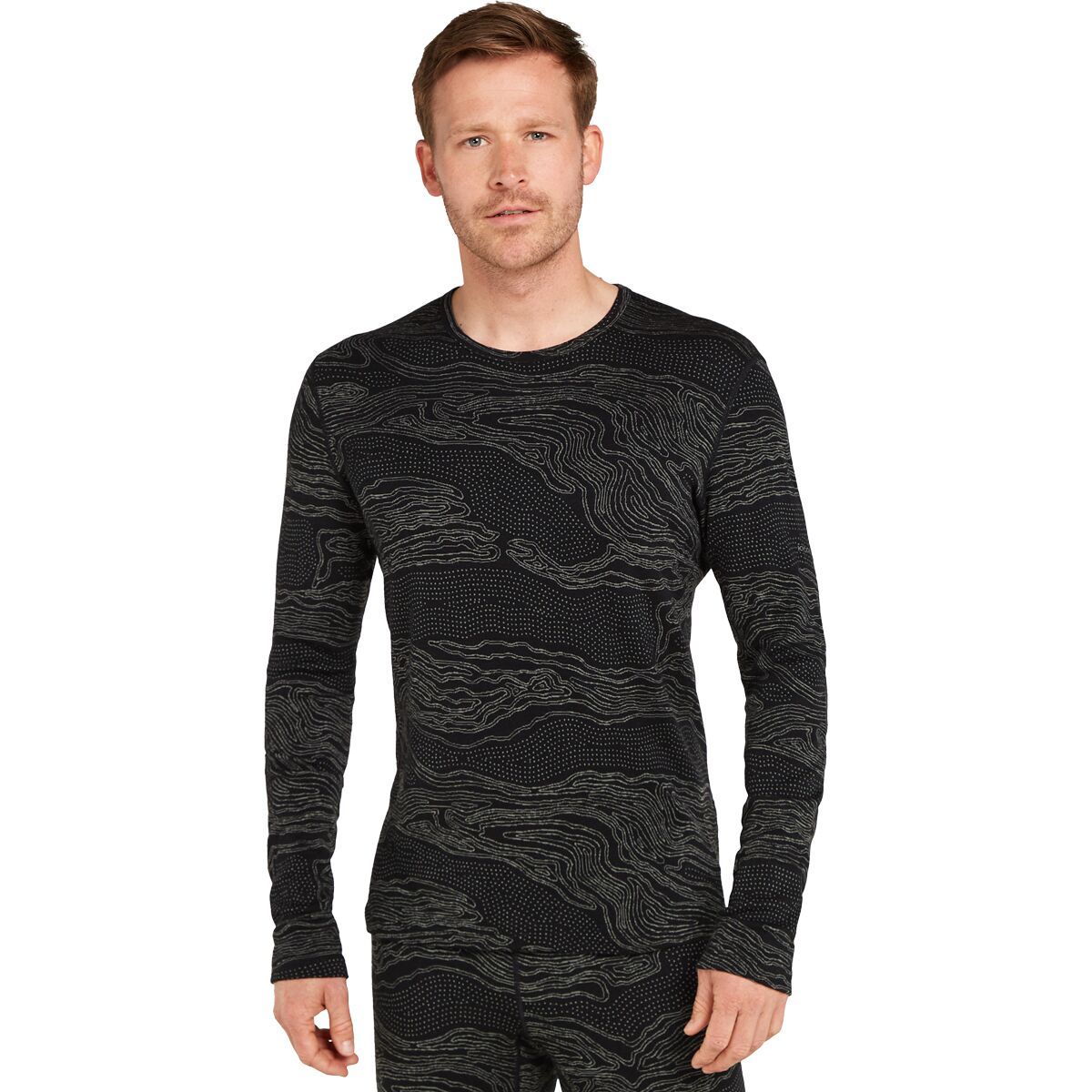 Icebreaker Merino 260 Vertex Snow Guide Long-Sleeve Crewe - Men's Black/Galaxy/J, S
