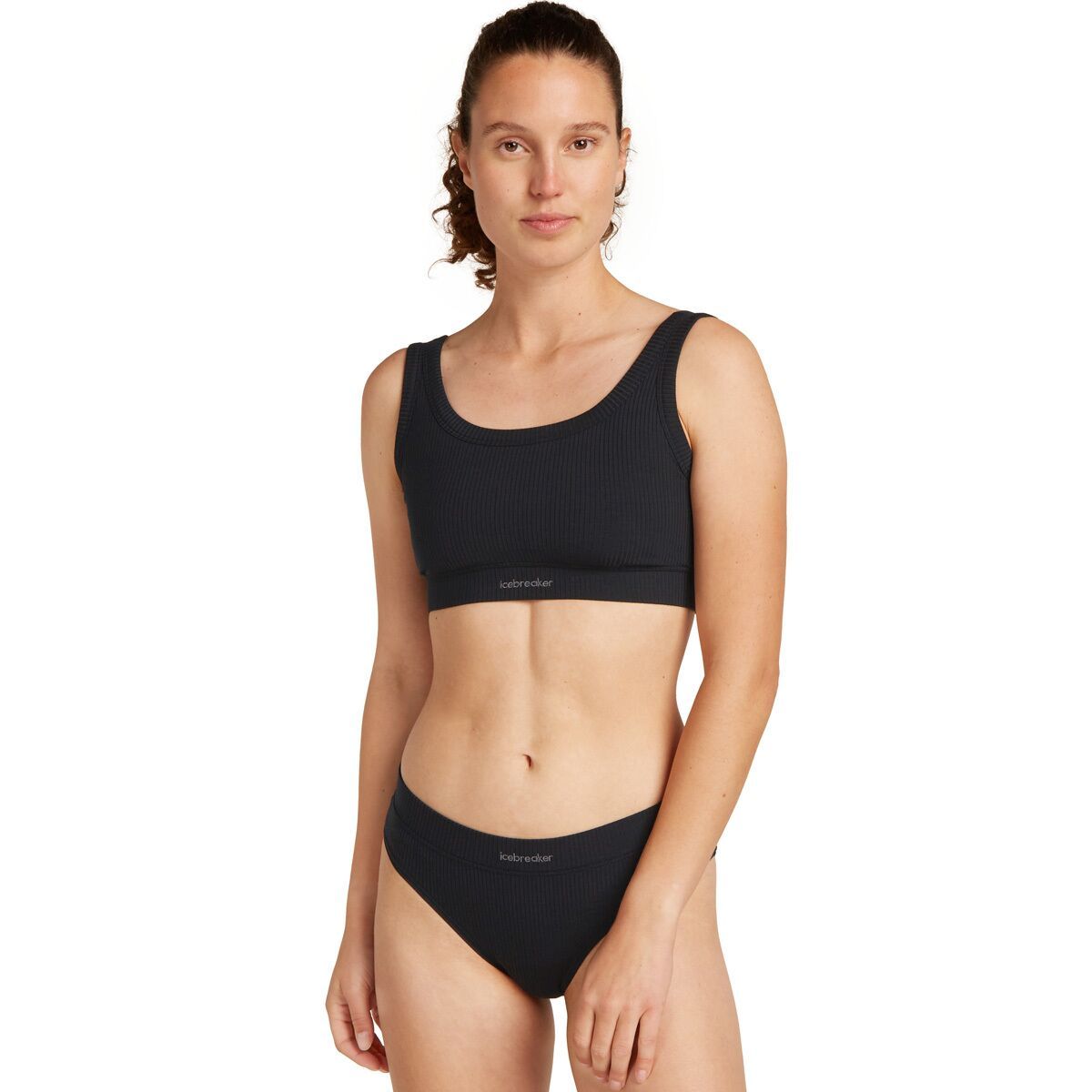 Image of Icebreaker Merino Blend Rib Lotus Bra - Women's Black, XS