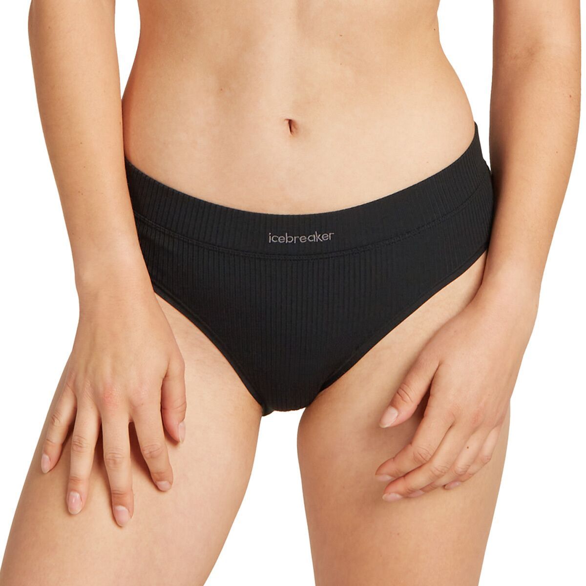 Image of Icebreaker Merino Blend Rib Lotus Hipster Bottom - Women's Black, XS