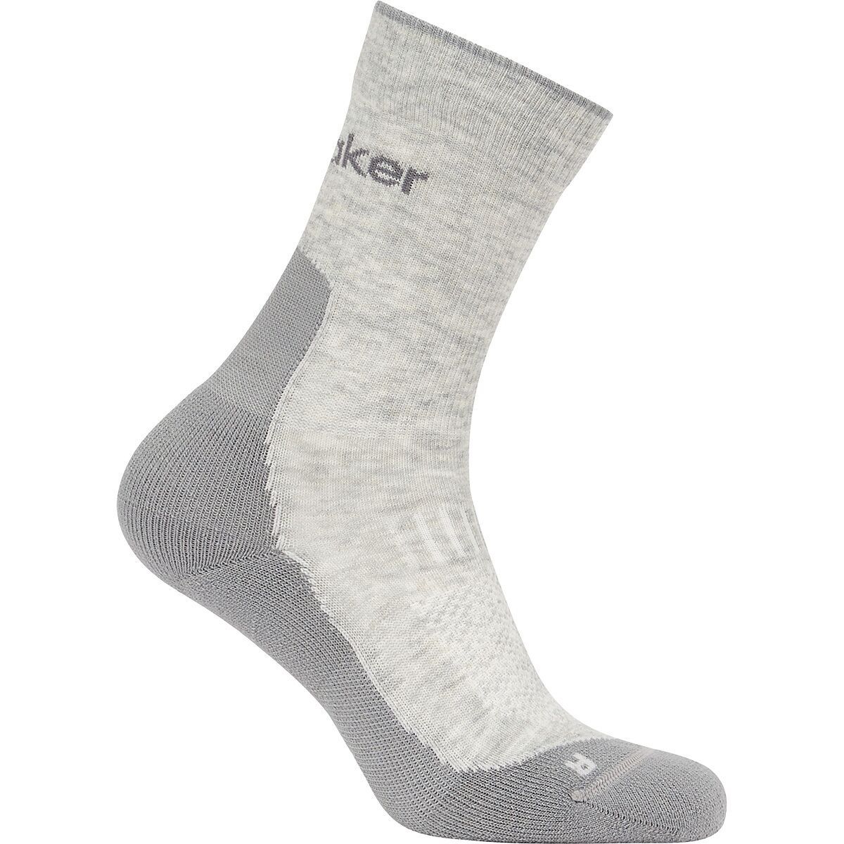 Image of Icebreaker Merino Hike+ Light Crew Sock - Men's Blizzard Heather/Alloy, M
