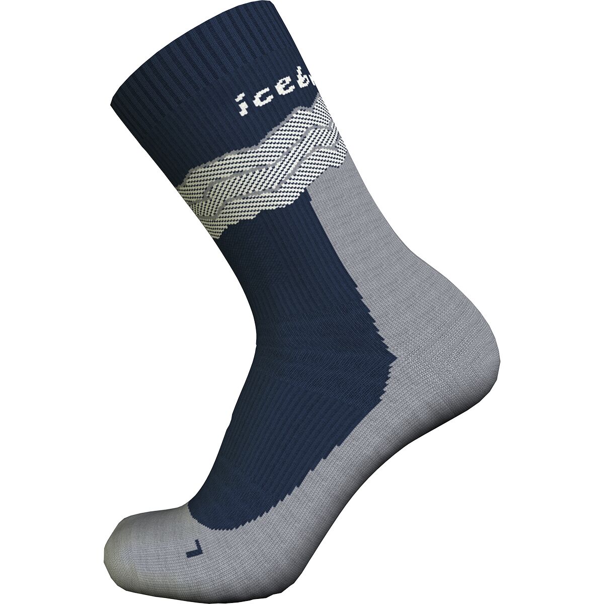 Image of Icebreaker Merino Hike+ Medium Crew Across the Peaks Sock - Men's Midnight Navy/Alloy/Snow, XL